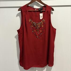 NWT Lane‎ Bryant Blouse Top Women 24 Embellished Beaded Sequin Sleeveless Tank